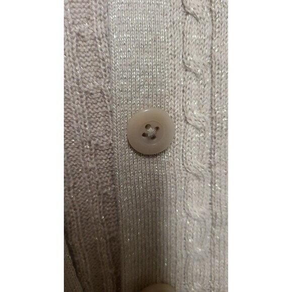 Laura Scott Gold Shimmer M Cable Knit Button Front Cardigan Sweater Womens XL - Picture 4 of 6